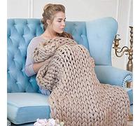 Riyueyi Plaid Grosse Maille Pelote Laine Grosse Maille Plaid Tricot Tricoté Jette pour Lits Tricot Jeter Tricoté Jeter Couverture Chunky Knit Throw Chunky Knit Throw,Marron,100x150cm/39x59in