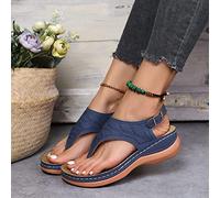 Riyueyi Sandales Plates Femme Été Confortable à Semelle Souple Flip Flops Tongs Mode à Bout Ouvert Antidéparant Slippers Slip-on Élégant Bohémiennes Sandales et Nu-Pieds Tong,Bleu,US9/EU41