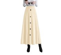 RIZ-ZOAWD Jupe Longue Femme Élégant Tricotée Taille Haute Maxi Skirt Hiver Chaud Vintage Taille élastique A-Ligne Jupe plissée XL