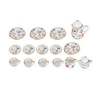 RIZGHWOY 15pcs Tas Tasse Set Miniature en Porcelaine Fleurie Poupée de Cuisine de Cuisine avec Simulation Brillante pour Les Amateurs de thé (Fleurs colorées)
