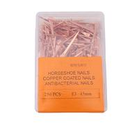 RIZGHWOY 250pcs Copled plaqué Ongles Horseshoe Ongles Équipement équestre à la Rouille pour Soins de Sabot à Cheval avec Boîte de Rangement en Plastique (45mm E3)