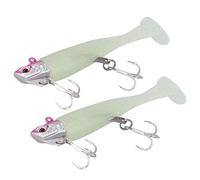 RIZGHWOY AppâT de Pêche en Mer en Silicone Souple, Double Crochet Durable pour Un Taux de Poisson amélioré, AppâT à Queue en T Rose Lumineux pour Diverses écoles de Poissons