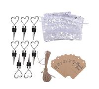 RIZGHWOY Ensemble de Bouchons de Vin en Forme de Coeur, Bouches de Vin de 8 Pc avec Sacs et étiquettes, Souvenirs Pratiques, pour les Faveurs de la Fête de Mariage