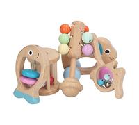 RIZGHWOY Ensemble de Jouets Hochet en Bois pour bébé, Ensemble de Jouets Hochet en Forme de Voiture de Chien Doux Mignon, 5 Pièces pour Les Nouveau-nés, Les Tout-Petits, l'exercice, Ramper, en