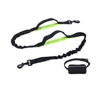 RIZGHWOY Laisse pour Chien, Ceinture Mains Libres Absorbant Les Chocs, avec Sac pour Course à Pied, Randonnée, Vélo (Noir + Vert)