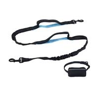 RIZGHWOY Laisse pour Chien, Ceinture Mains Libres Absorbant Les Chocs, avec Sac pour Course à Pied, Randonnée, Vélo (Noir + Bleu)