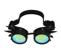 RIZGHWOY Lunettes Steampunk, Lunettes Kaléidoscope Rétro avec Verres en Cristal Arc-en-ciel et Repose-nez Réglable, pour la Décoration de la Party D'Halloween (BLACK)
