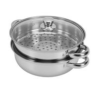 RIZGHWOY Marmite à Vapeur en Acier Inoxydable, Ensemble de Marmite à Vapeur à 2 Niveaux avec Couvercle en Verre ventilé et Conception Antiadhésive pour Table de Cuisson à Induction de