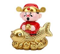 RIZGHWOY Ornement de Poisson Caishen Koi à énergie Solaire, Statue Mobile à énergie Solaire à Balançoire Automatique avec Panneau intégré, pour Tableau de Bord de Voiture,