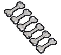 RIZGHWOY Patchs Thermocollants en Coton à Motif d'os de Chien, Paquet de 6, 2.4x1.1 Pouces, Tissu brodé pour Vêtements de Bricolage, Décoration de la Maison