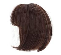RIZGHWOY Perruque de Poupée BJD Synthétique Courte Marron Cheveux de Poupée Accessoires Faits à la Main avec Frange Droite Longueur D'épaule pour 1/3 BJD 21-24 Cm Fibre Haute (Marron foncé)