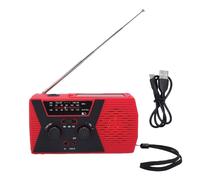 RIZGHWOY Radio Météo d'urgence à Manivelle Solaire NOAA AM FM WB avec Banque d'alimentation 2000 MAh Chargeur de Téléphone USB Lumière LED pour Le Camping de Survie en Plein Air (Rouge)