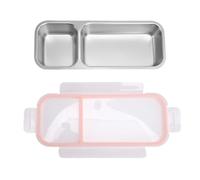 RIZGHWOY Récipient à Collation en Acier Inoxydable à 2 Compartiments, Boîte de Stockage de Nourriture Réutilisable, pour Enfants Adultes école Déjeuner Bureau Pique-nique Camping (Rose)