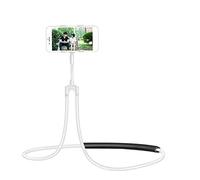 RIZGHWOY Support de Téléphone pour Le Cou, Support Réglable Mains Libres, Col de Cygne Rotatif à 360° pour Lit, canapé, Voiture avec éponge Douce et Respirante pour Une Visualisation (Blanc (78 cm))