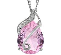 RIZILIA Bijoux en or blanc 18K Plaqu¡§? Pear Cut Gem Pierre Collier Pendentif Avec (Longueur 48cm / 18inch) Cha?ne gourmette [Bijoux gratuit Pouch]