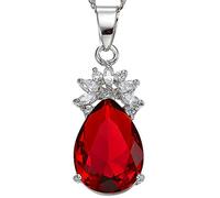RIZILIA Bijoux en or blanc 18K Plaqu¡§? Pear Cut Larme Gem Pierre Grappe Pendant Collier Avec (Longueur 48cm / 18inch) Cha?ne gourmette [Bijoux gratuit Pouch]
