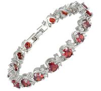 RIZILIA BLOSSOM Bracelet rivière [18 cm] avec pierres précieuses rondes CZ [6 couleurs disponibles] en plaqué or blanc 18 carats, simple et moderne élégance, M, Oxyde de zirconium