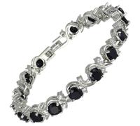 RIZILIA BLOSSOM Bracelet rivière [18 cm] avec pierres précieuses rondes CZ [6 couleurs disponibles] en plaqué or blanc 18 carats, simple et moderne élégance, M, Oxyde de zirconium