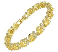 [RIZILIA Blossom] Bracelet rivière et oxyde de zirconium rond [6 couleurs disponibles] en plaqué or jaune, 17,8 cm, Medium, Oxyde de zirconium