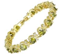 [RIZILIA Blossom] Bracelet rivière et oxyde de zirconium rond [6 couleurs disponibles] en plaqué or jaune, 17,8 cm, Medium, Oxyde de zirconium