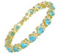 [RIZILIA Blossom] Bracelet rivière et oxyde de zirconium rond [6 couleurs disponibles] en plaqué or jaune, 17,8 cm, Medium, Oxyde de zirconium