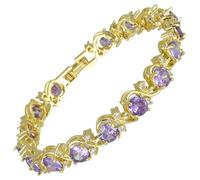 [RIZILIA Blossom] Bracelet rivière et oxyde de zirconium rond [6 couleurs disponibles] en plaqué or jaune, 17,8 cm, Medium, Oxyde de zirconium