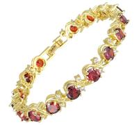 [RIZILIA Blossom] Bracelet rivière et oxyde de zirconium rond [6 couleurs disponibles] en plaqué or jaune, 17,8 cm, Medium, Oxyde de zirconium