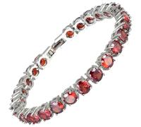 RIZILIA Bracelet tennis [18 cm] avec pierres précieuses rondes CZ [9 couleurs disponibles] en plaqué or blanc 18 carats, simple et moderne élégance, M, Oxyde de zirconium