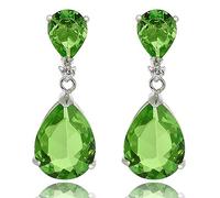 [RIZILIA CELEBOX] Larme Dangle Pierced Boucles d'oreilles avec Coupe de poire CZ [Simulated Peridot] en Or blanc plaqué, Celebrity inspired by Angelina Jolie