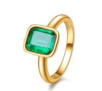RIZILIA CELEBOX Multicolore CZ 14K Or Jaune Plaqué Bague de Fiançailles | Coloré Pierre Précieuse Cubic Zirconia, Chaton Solitaire Bijoux, Hypoallergénique, Tailles 51.5-56.5, Coffret Cadeau