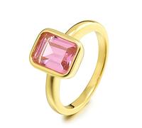 RIZILIA CELEBOX Multicolore CZ 14K Or Jaune Plaqué Bague de Fiançailles | Coloré Pierre Précieuse Cubic Zirconia, Chaton Solitaire Bijoux, Hypoallergénique, Tailles 51.5-56.5, Coffret Cadeau