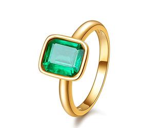 RIZILIA CELEBOX Multicolore CZ 14K Or Jaune Plaqué Bague de Fiançailles | Coloré Pierre Précieuse Cubic Zirconia, Chaton Solitaire Bijoux, Hypoallergénique, Tailles 51.5-56.5, Coffret Cadeau