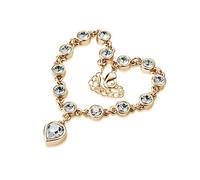RIZILIA CŒURS Bracelet de Tennis & CŒUR/Coupe de Rond Crystal [Simulated White Topaz] en Plaqué Or Jaune,Simple Moderne élégant