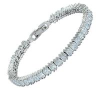 RIZILIA Ice Cube Coupe de Princesse Simulated Zircone Blanche CZ 18K Or Blanc plaqué Bracelet de Tennis, 18cm / 7inch