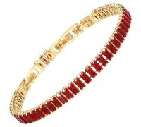 RIZILIA Not-Your-Basic Bracelet de tennis minimaliste à déclaration pour femme - Rond/marquise/princesse - Zircon multicolore plaqué or 14 carats - Base de 16,5 cm avec rallonge de 17,8 à 19 cm