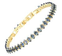 RIZILIA Not-Your-Basic Bracelet de tennis minimaliste à déclaration pour femme - Rond/marquise/princesse - Zircon multicolore plaqué or 14 carats - Base de 16,5 cm avec rallonge de 17,8 à 19 cm