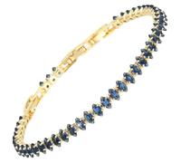 RIZILIA Not-Your-Basic Bracelet de tennis minimaliste à déclaration pour femme - Rond/marquise/princesse - Zircon multicolore plaqué or 14 carats - Base de 16,5 cm avec rallonge de 17,8 à 19 cm