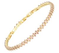 RIZILIA Not-Your-Basic Bracelet de tennis minimaliste à déclaration pour femme - Rond/marquise/princesse - Zircon multicolore plaqué or 14 carats - Base de 16,5 cm avec rallonge de 17,8 à 19 cm