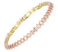 RIZILIA Not-Your-Basic Bracelet de tennis minimaliste à déclaration pour femme - Rond/marquise/princesse - Zircon multicolore plaqué or 14 carats - Base de 16,5 cm avec rallonge de 17,8 à 19 cm