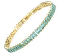 RIZILIA Not-Your-Basic Bracelet de tennis minimaliste à déclaration pour femme - Rond/marquise/princesse - Zircon multicolore plaqué or 14 carats - Base de 16,5 cm avec rallonge de 17,8 à 19 cm