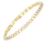 RIZILIA Not-Your-Basic Bracelet de tennis minimaliste à déclaration pour femme - Rond/marquise/princesse - Zircon multicolore plaqué or 14 carats - Base de 16,5 cm avec rallonge de 17,8 à 19 cm