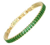 RIZILIA Not-Your-Basic Bracelet de tennis minimaliste à déclaration pour femme - Rond/marquise/princesse - Zircon multicolore plaqué or 14 carats - Base de 16,5 cm avec rallonge de 17,8 à 19 cm