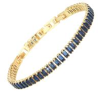 RIZILIA Not-Your-Basic Bracelet de tennis minimaliste à déclaration pour femme - Rond/marquise/princesse - Zircon multicolore plaqué or 14 carats - Base de 16,5 cm avec rallonge de 17,8 à 19 cm