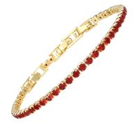 RIZILIA Not-Your-Basic Bracelet de tennis minimaliste à déclaration pour femme - Rond/marquise/princesse - Zircon multicolore plaqué or 14 carats - Base de 16,5 cm avec rallonge de 17,8 à 19 cm
