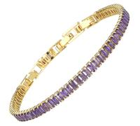 RIZILIA Not-Your-Basic Bracelet de tennis minimaliste à déclaration pour femme - Rond/marquise/princesse - Zircon multicolore plaqué or 14 carats - Base de 16,5 cm avec rallonge de 17,8 à 19 cm