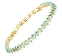 RIZILIA Not-Your-Basic Bracelet de tennis minimaliste à déclaration pour femme - Rond/marquise/princesse - Zircon multicolore plaqué or 14 carats - Base de 16,5 cm avec rallonge de 17,8 à 19 cm