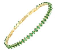 RIZILIA Not-Your-Basic Bracelet de tennis minimaliste à déclaration pour femme - Rond/marquise/princesse - Zircon multicolore plaqué or 14 carats - Base de 16,5 cm avec rallonge de 17,8 à 19 cm