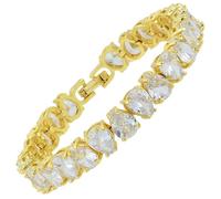 RIZILIA Spectrum Bracelet tennis classique plaqué or 14 avec zircone cubique taille poire 6 mm [citrine jaune simulée] pour femme, taille 17,8 cm, bijou cadeau pour femme, Medium, Pierre précieuse