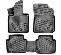 RizLiner Tapis de Sol sur Mesure Compatible avec Hyundai Santa FE 2021-2023 - Mesuré au Laser 3D 1ère et 2ème rangée - Toutes Saisons - Inodore - Antidérapant - en TPE (Avant et arrière, Noir)