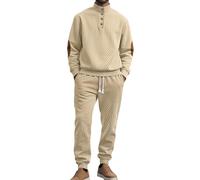 RIZUNTO Ensemble Survetement Homme Jogging Col Montant Sweatshirts et Sport Pantalon Combinaison de Sport pour Gym,(Ensembles) Kaki,2XL